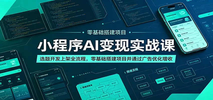 小程序AI变现实战课：选题开发上架全流程，零基础搭建项目并通过广告优化增收客创社区-专注互联网轻资产资源整合与分享客创社区-专注互联网轻资产资源整合与分享
