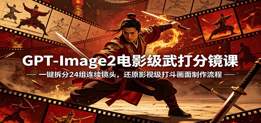 GPT-Image2电影级武打分镜课：一键拆分24组连续镜头，还原影视级打斗画面制作流程客创社区-专注互联网轻资产资源整合与分享客创社区-专注互联网轻资产资源整合与分享