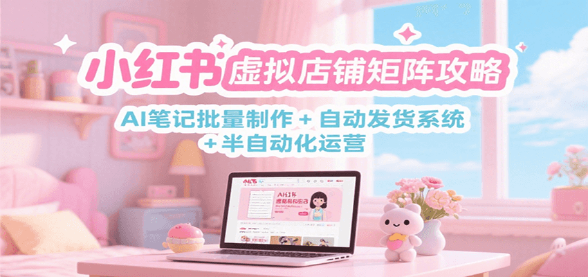 小红书虚拟店铺矩阵攻略：AI笔记批量制作 + 自动发货系统 + 半自动化运营-客创社 - 专注互联网轻资产创业及网络项目资源整合与分享客创社-免费且强大的项目分享网站！