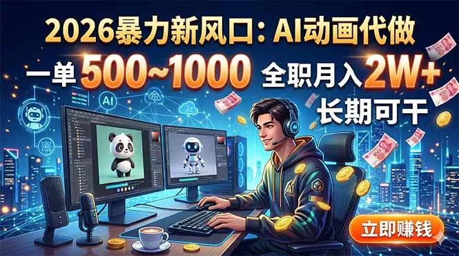 2026暴力新风口：AI动画代做，一单500~1000，全职月入2W+，长期可干客创社区-专注互联网轻资产资源整合与分享客创社区-专注互联网轻资产资源整合与分享
