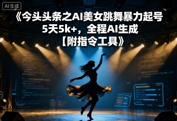 今日头条之AI美女跳舞暴力起号，5天1k+，全程AI生成【附指令工具】客创社区-专注互联网轻资产资源整合与分享客创社区-专注互联网轻资产资源整合与分享