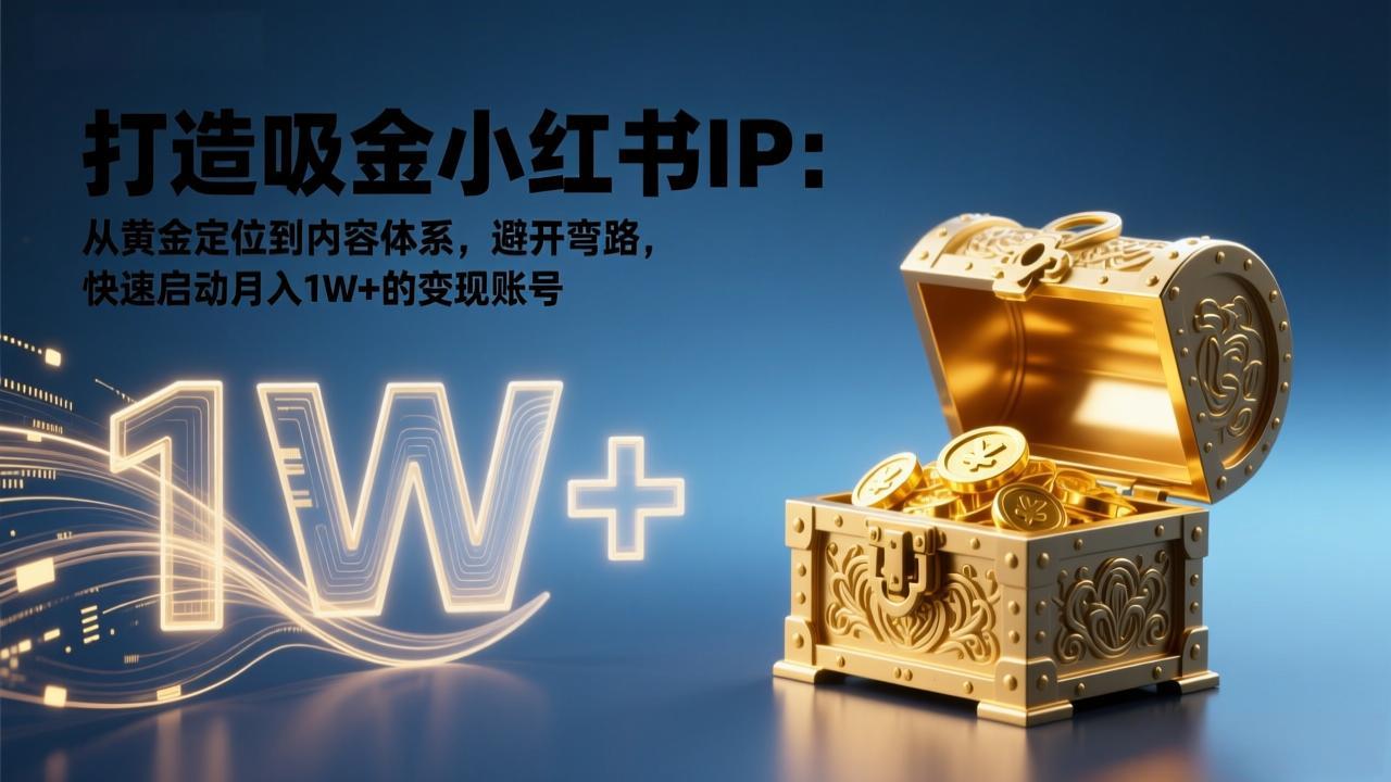 打造吸金小红书IP：从黄金定位到内容体系，避开弯路，快速启动月入1W+的变现账号客创社区-专注互联网轻资产资源整合与分享客创社区-专注互联网轻资产资源整合与分享