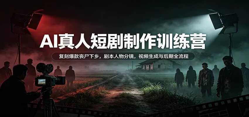 AI真人短剧制作训练营：复刻爆款丧尸下乡，剧本人物分镜，视频生成与后期全流程客创社区-专注互联网轻资产资源整合与分享客创社区-专注互联网轻资产资源整合与分享
