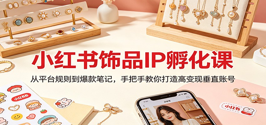 小红书饰品IP孵化课：从平台规则到爆款笔记，手把手教你打造高变现垂直账号客创社区-专注互联网轻资产资源整合与分享客创社区-专注互联网轻资产资源整合与分享