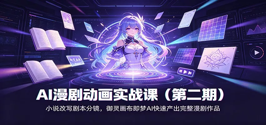AI漫剧动画实战课(第二期)：小说改写剧本分镜，御灵画布即梦AI快速产出完整漫剧作品 《鱼见海科技》-鱼见海资源网-免费PHP网站源码模板,插件软件网创AI智能体资源分享平台！