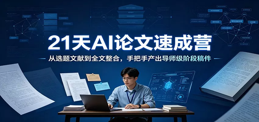 21天AI论文速成营：从选题文献到全文整合，手把手产出导师级阶段稿件 《鱼见海科技》-鱼见海资源网-免费PHP网站源码模板,插件软件网创AI智能体资源分享平台！