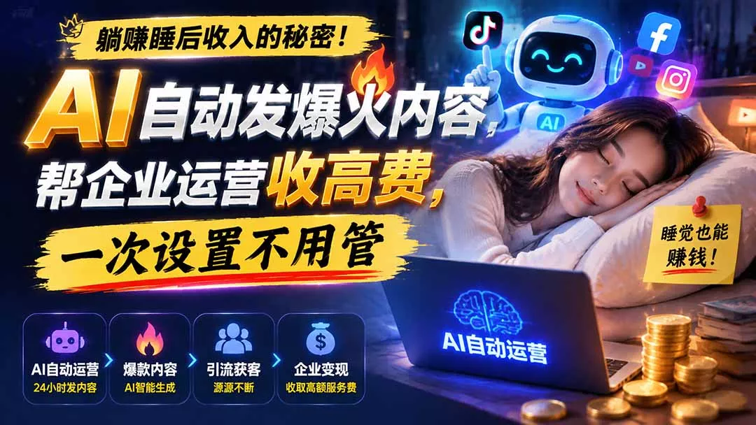 轻量变现睡后收入的秘密！AI 自动发爆火内容，帮企业运营收高费，