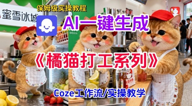 Coze扣子工作流一键生成胖橘猫打工短视频，保姆级实操搭建教学客创社区-专注互联网轻资产资源整合与分享客创社区-专注互联网轻资产资源整合与分享