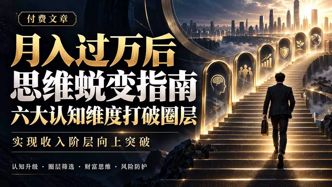 付费文章：月入过万后思维蜕变指南，六大认知维度打破圈层，实现收入阶层向上突破客创社区-专注互联网轻资产资源整合与分享客创社区-专注互联网轻资产资源整合与分享
