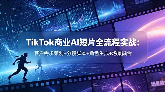 TikTok商业AI短片全流程实战：客户需求策划+分镜脚本+角色生成+场景融合客创社区-专注互联网轻资产资源整合与分享客创社区-专注互联网轻资产资源整合与分享