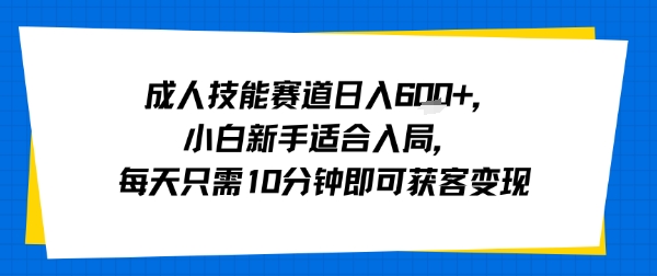 成人技能赛道日入多张，小白新手适合入局，每天只需10分钟即可获客变现-客创社 - 专注互联网轻资产创业及网络项目资源整合与分享客创社-免费且强大的项目分享网站！