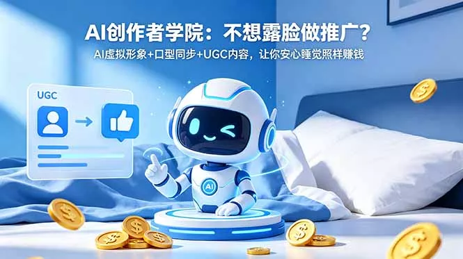 AI创作者学院：不想露脸做推广？AI虚拟形象+口型同步+UGC内容，让你安心睡觉照样赚钱客创社区-专注互联网轻资产资源整合与分享客创社区-专注互联网轻资产资源整合与分享