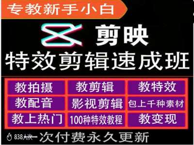 剪映特效教程和运营变现教程，特效剪辑速成班，专教新手小白客创社 - 专注互联网轻资产创业及网络项目资源整合与分享客创社 - 专注互联网轻资产创业及网络项目资源整合与分享