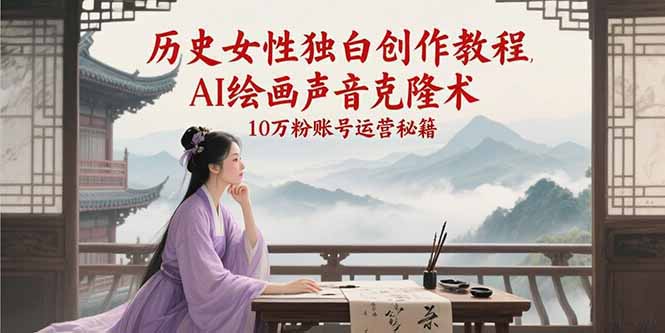 （15186期）历史女性独白创作教程，AI绘画声音克隆术，10万粉账号运营秘籍-客创社 - 专注互联网轻资产创业及网络项目资源整合与分享客创社-免费且强大的项目分享网站！