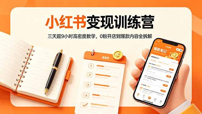 小红书变现训练营：三天超9小时高密度教学，0粉开店到爆款内容全拆解客创社区-专注互联网轻资产资源整合与分享客创社区-专注互联网轻资产资源整合与分享