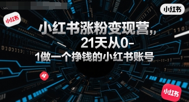 小红书涨粉变现营，21天从0-1做一个挣钱的小红书账号-客创社 - 专注互联网轻资产创业及网络项目资源整合与分享客创社-免费且强大的项目分享网站！