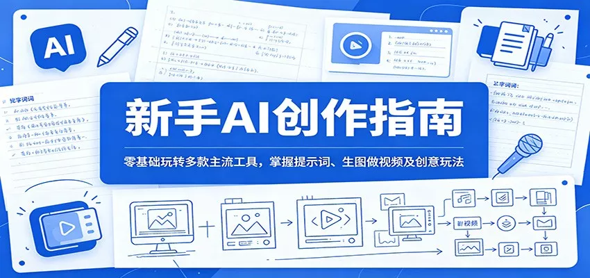 新手AI创作指南：零基础玩转多款主流工具，掌握提示词、生图做视频及创意玩法 《鱼见海科技》-鱼见海资源网-免费PHP网站源码模板,插件软件网创AI智能体资源分享平台！