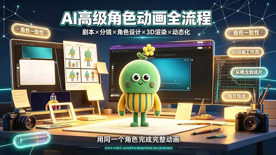 AI高级角色动画全流程：剧本×分镜×角色设计×3D渲染×动态化，从概念到成片一站式教学-软件百科