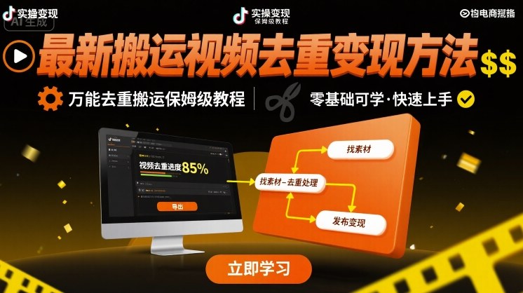 最新搬运视频去重变现方法，万能去重搬运保姆级教程-客创社 - 专注互联网轻资产创业及网络项目资源整合与分享客创社-免费且强大的项目分享网站！