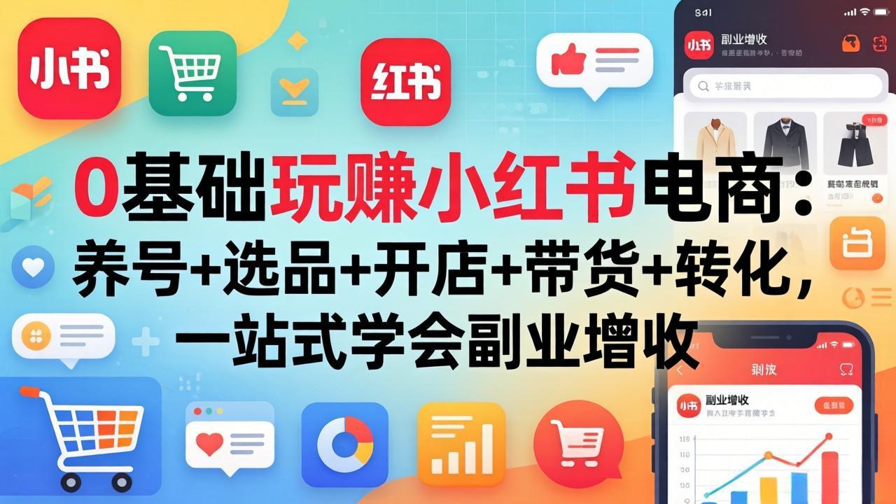 0基础玩赚小红书电商：养号+选品+开店+带货+转化，一站式学会副业增收客创社区-专注互联网轻资产资源整合与分享客创社区-专注互联网轻资产资源整合与分享