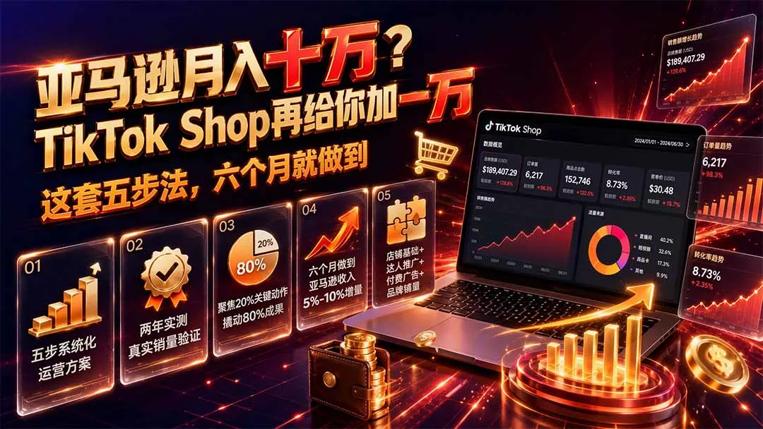亚马逊月入十万？TikTok Shop再给你加一万——这套五步法，六个月就做到【原创双语字幕】-软件百科