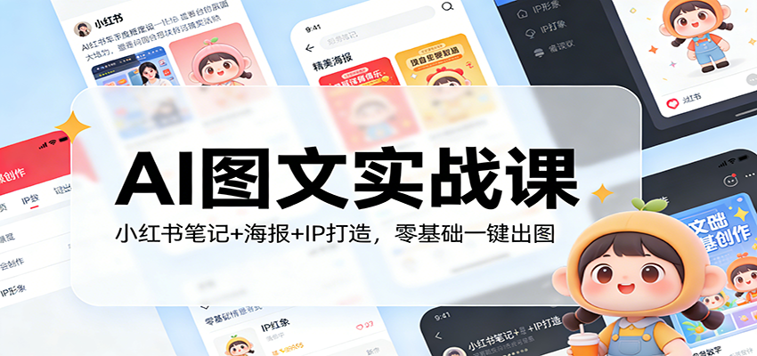 AI图文实战课：小红书笔记+海报+IP打造，零基础一键出图 - 鱼见海科技详细操作教程 | 鱼见海科技-鱼见海资源网-免费PHP网站源码模板,插件软件网创AI智能体资源分享平台！