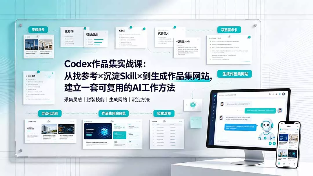 Codex作品集实战课：从找参考×沉淀Skill×到生成作品集网站，建立一套可复用的AI工作方法-软件百科