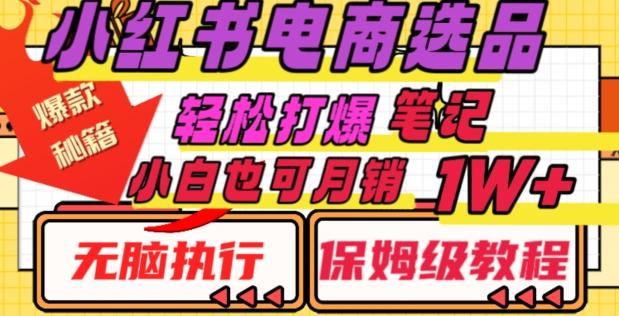 小红书电商爆款选品秘籍，帮你轻松打爆笔记，小白也可轻松月销10000+客创社 - 专注互联网轻资产创业及网络项目资源整合与分享客创社 - 专注互联网轻资产创业及网络项目资源整合与分享