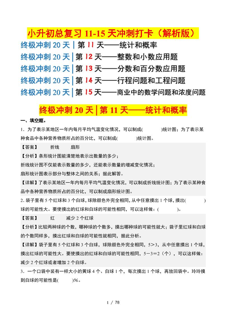 小升初数学终极冲刺20天（11-15天冲刺打卡）（答案解析版）-客创社 - 专注互联网轻资产创业及网络项目资源整合与分享客创社-免费且强大的项目分享网站！