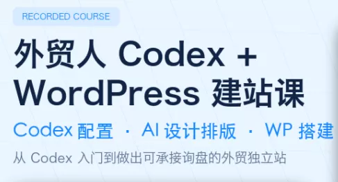 大卫·外贸人Codex + WordPress建站课(更新8月)-鱼见海资源网-免费PHP网站源码模板,插件软件网创AI智能体资源分享平台！