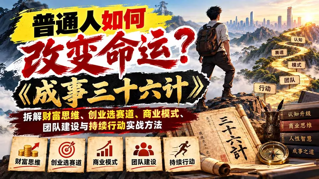 普通人如何改变命运?《成事三十六计》拆解财富思维、创业选赛道、商业模式、团队建设与持续行动实战方法客创社区-专注互联网轻资产资源整合与分享客创社区-专注互联网轻资产资源整合与分享