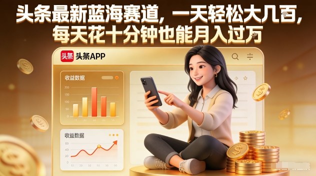 头条最新蓝海赛道，一天轻松大几张，每天花十分钟也能月入过1W【揭秘】客创社区-专注互联网轻资产资源整合与分享客创社区-专注互联网轻资产资源整合与分享