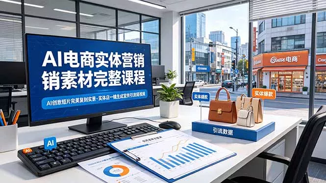 AI电商实体营销素材完整课程，AI创意短片完美复刻实景，实体店一键生成宣传引流短视频客创社区-专注互联网轻资产资源整合与分享客创社区-专注互联网轻资产资源整合与分享