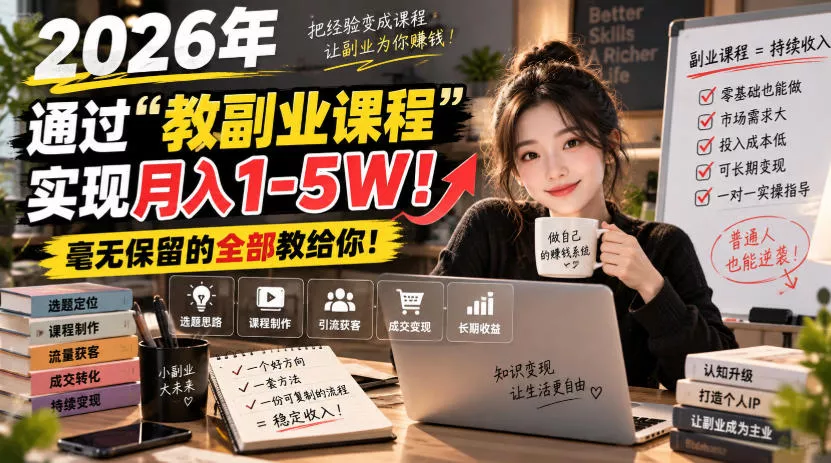 2026年通过“教副业课程”实现月入1-5W！毫无保留的全部教给你！【揭秘】 《鱼见海科技》-鱼见海资源网-免费PHP网站源码模板,插件软件网创AI智能体资源分享平台！
