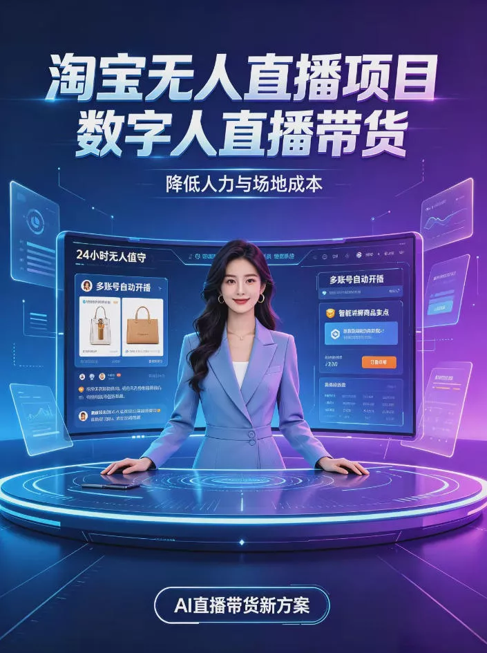 淘宝AI无人直播带货，24小时自动开播低门槛副业，无需真人长时间出镜，持续引流出单【揭秘】客创社区-专注互联网轻资产资源整合与分享客创社区-专注互联网轻资产资源整合与分享