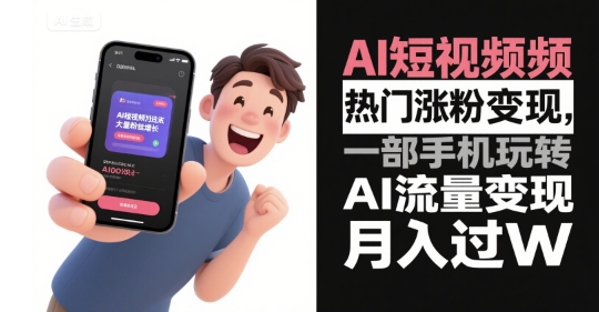 AI短视频热门涨粉变现，一部手机玩转AI流量变现，月入过W-客创社 - 专注互联网轻资产创业及网络项目资源整合与分享客创社-免费且强大的项目分享网站！
