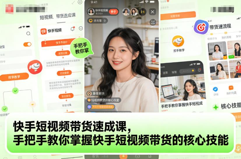 快手短视频带货速成课，手把手教你掌握快手短视频带货的核心技能客创社区-专注互联网轻资产资源整合与分享客创社区-专注互联网轻资产资源整合与分享