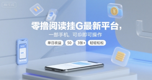 零撸阅读挂G最新平台，一部手机即可操作，单日收益50-3张+轻轻松松【揭秘】-客创社 - 专注互联网轻资产创业及网络项目资源整合与分享客创社-免费且强大的项目分享网站！