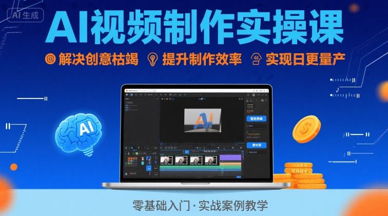 Ai视频制作实操课，解决创意枯竭、效率低下痛点，实现日更量产可持续变现-客创社 - 专注互联网轻资产创业及网络项目资源整合与分享客创社-免费且强大的项目分享网站！