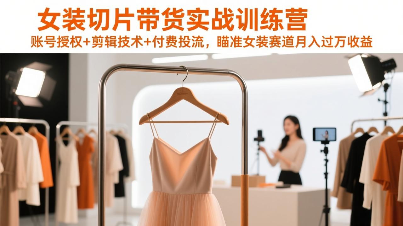 女装切片带货实战训练营，账号授权+剪辑技术+付费投流，瞄准女装赛道月入过万收益 - 鱼见海科技详细操作教程 | 鱼见海科技-鱼见海资源网-免费PHP网站源码模板,插件软件网创AI智能体资源分享平台！