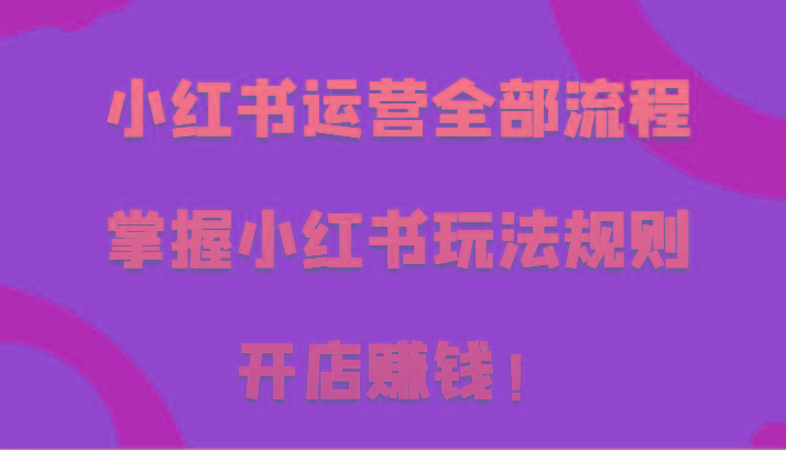 小红书运营全部流程，掌握小红书玩法规则，开店赚钱！客创社 - 专注互联网轻资产创业及网络项目资源整合与分享客创社 - 专注互联网轻资产创业及网络项目资源整合与分享