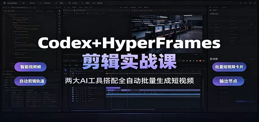 Codex+HyperFrames剪辑实战课：两大AI工具搭配全自动批量生成短视频客创社区-专注互联网轻资产资源整合与分享客创社区-专注互联网轻资产资源整合与分享
