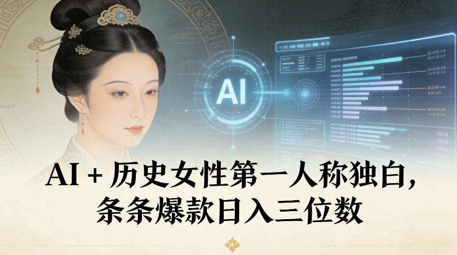 AI+历史女性第一人称独白，条条爆款日入三位数客创社区-专注互联网轻资产资源整合与分享客创社区-专注互联网轻资产资源整合与分享