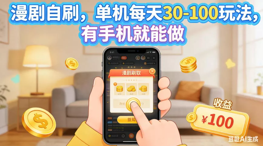 漫剧自刷，单机每天30-100玩法，有手机就能做，可矩阵操作放大收益【揭秘】客创社区-专注互联网轻资产资源整合与分享客创社区-专注互联网轻资产资源整合与分享