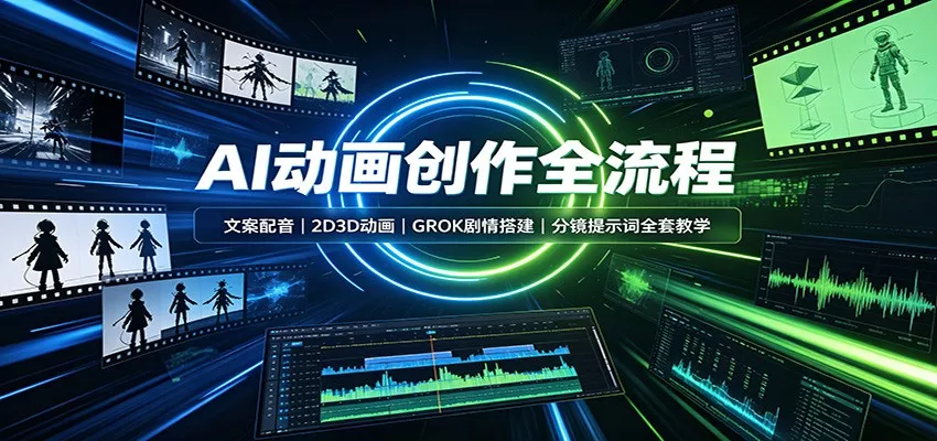 AI动画创作全流程：文案配音，2D3D动画，GROK剧情搭建，分镜提示词全套教学星享资源网星享资源网
