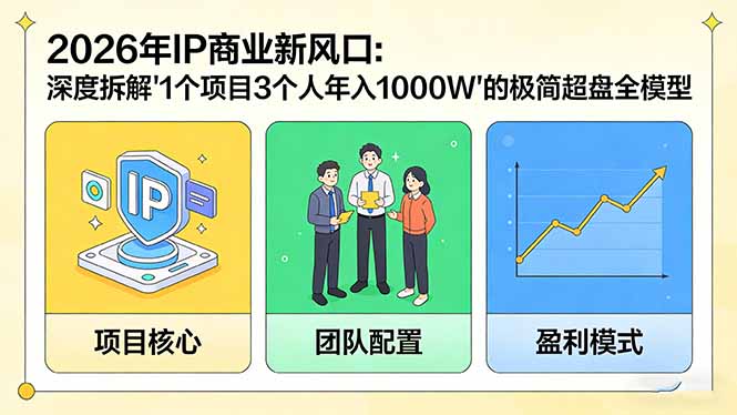 2026年IP商业新风口：深度拆解“1个项目3个人年入1000W”的极简超盘全模型客创社区-专注互联网轻资产资源整合与分享客创社区-专注互联网轻资产资源整合与分享