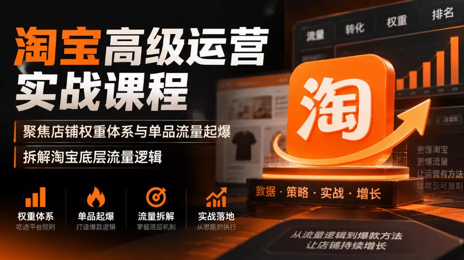 淘宝高级运营实战课程,聚焦店铺权重体系与单品流量起爆,拆解淘宝底层流量逻辑-第一人副业终点站
