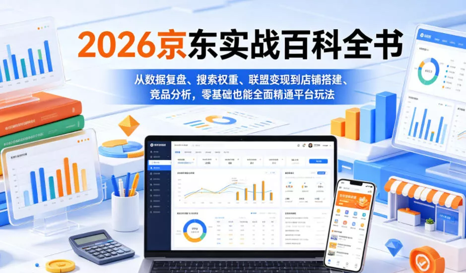 2026京东实战百科全书，从数据复盘、搜索权重、联盟变现到店铺搭建、竞品分析，零基础也能全面精通平台玩法 《鱼见海科技》-鱼见海资源网-免费PHP网站源码模板,插件软件网创AI智能体资源分享平台！