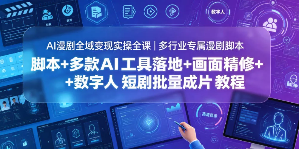 AI漫剧全域变现实操全课｜多行业专属漫剧脚本+多款AI工具落地+画面精修+数字人短剧批量成片全教程 《鱼见海科技》-鱼见海资源网-免费PHP网站源码模板,插件软件网创AI智能体资源分享平台！