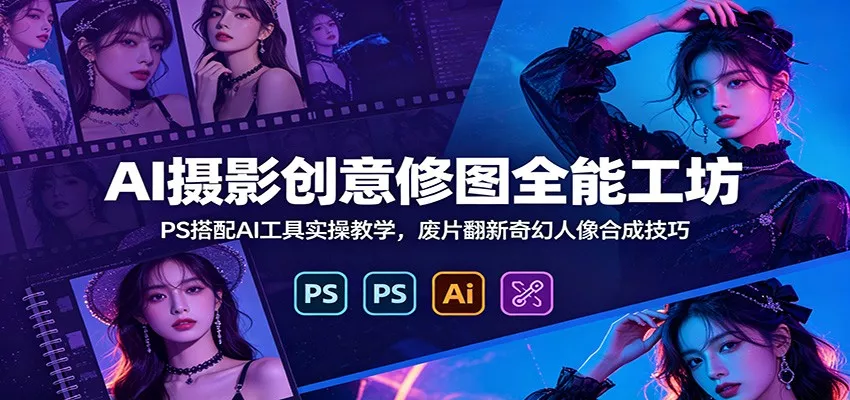 AI摄影创意修图全能工坊：PS搭配AI工具实操教学，废片翻新奇幻人像合成技巧客创社区-专注互联网轻资产资源整合与分享客创社区-专注互联网轻资产资源整合与分享